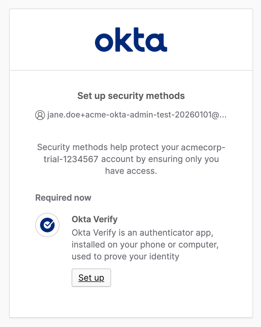 Okta setup asking for Okta Verify